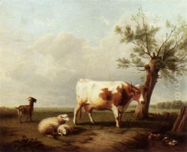 Out To Pasture Oil Painting by J. Robbe