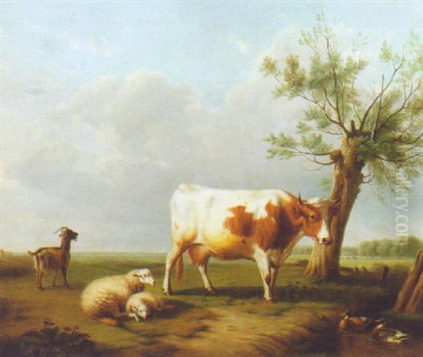 Out To Pasture Oil Painting by J. Robbe