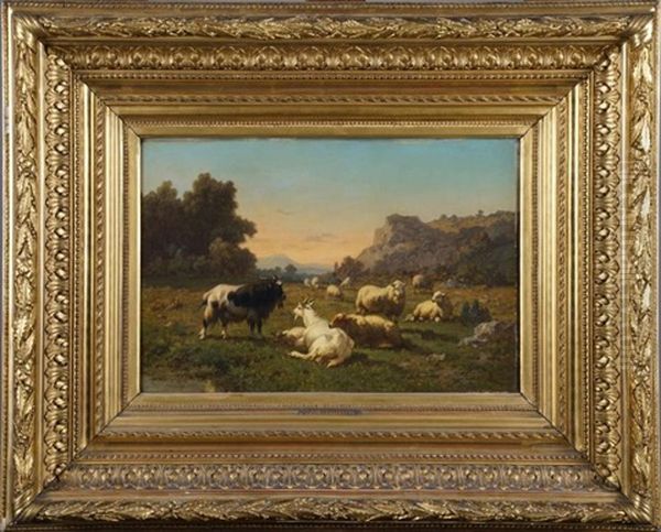 Chevres Et Moutons Oil Painting by Louis Robbe