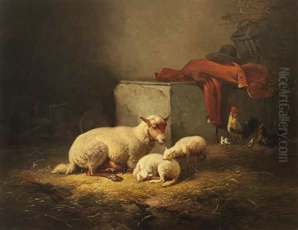 Establo Con Ovejas Oil Painting by Louis Robbe