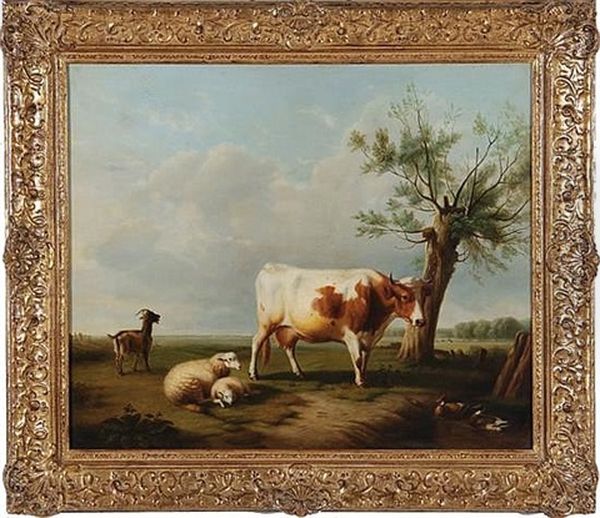 Cows In Pasture Oil Painting by Louis Robbe