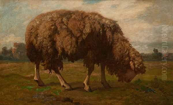 Mouton Sur Fond De Paysage Oil Painting by Louis Robbe