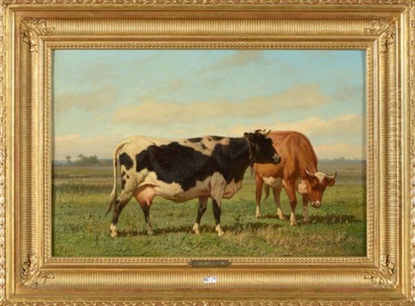 Vaches Au Pre Oil Painting by Louis Robbe