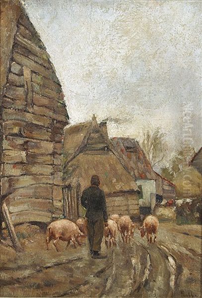 Le Porcher Et Ses Porcs Oil Painting by Louis Robbe