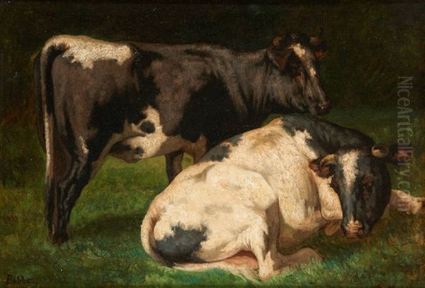 Vaches Au Pre Oil Painting by Louis Robbe