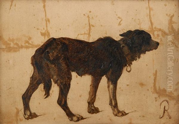 Chien Oil Painting by Louis Robbe