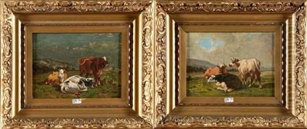 Vaches Au Pre (pair) Oil Painting by Louis Robbe