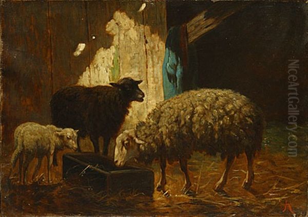 Schapen Oil Painting by Louis Robbe