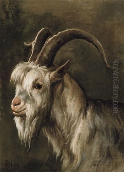 Tete D'un Bouc Oil Painting by Louis Robbe