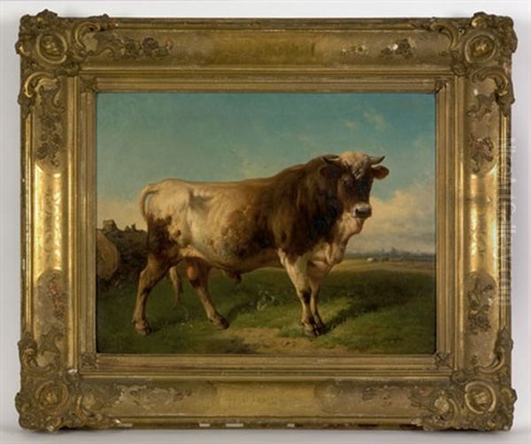 Portrait Of A Bull Oil Painting by Louis Robbe