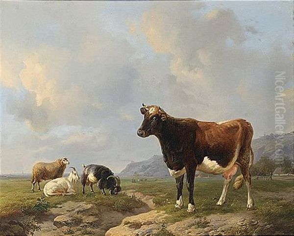 Cattle In A Summer Landscape Oil Painting by Louis Robbe