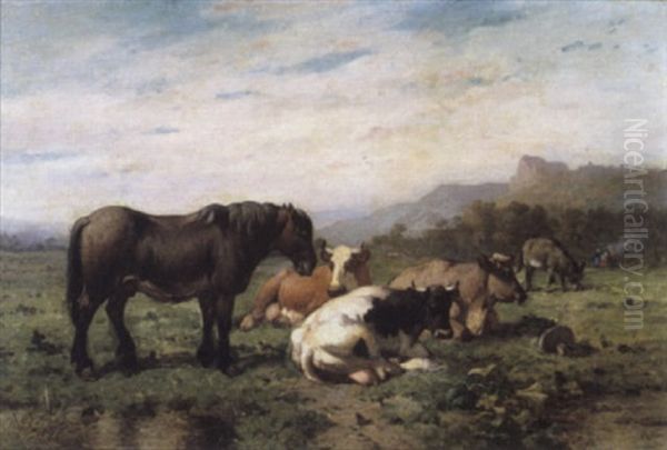 Dieren In Een Landschap Oil Painting by Louis Robbe