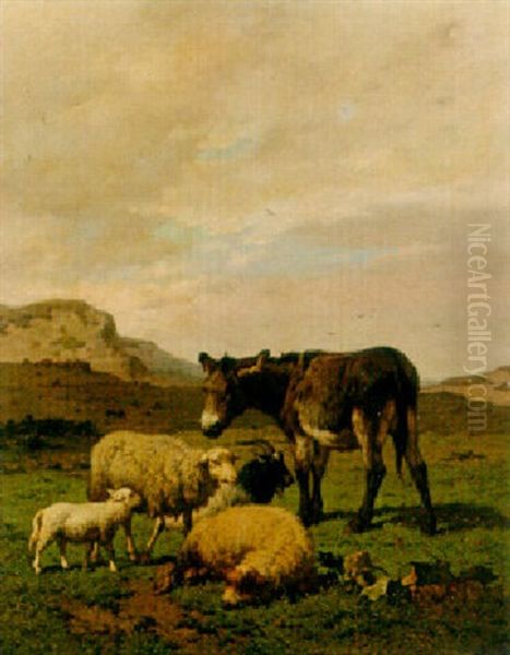 In The Pasture Oil Painting by Louis Robbe