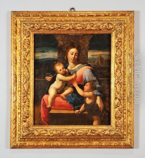 Madonna Con Bambino E San Giovannino Oil Painting by Ambrogio Borgognone