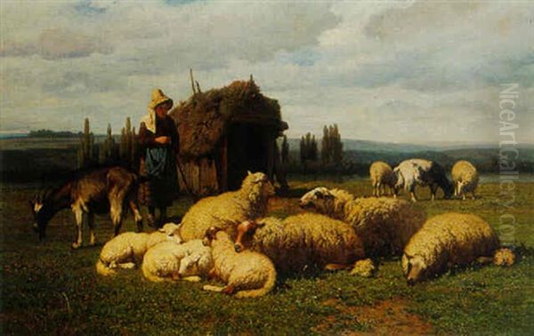 Moutons Au Paturage Oil Painting by Louis Robbe