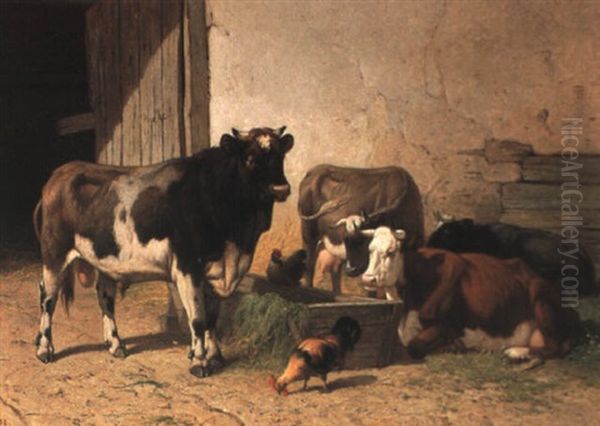 Cour De Ferme Oil Painting by Louis Robbe