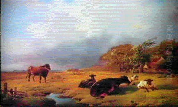 Vaches Dans Une Pature Oil Painting by Louis Robbe