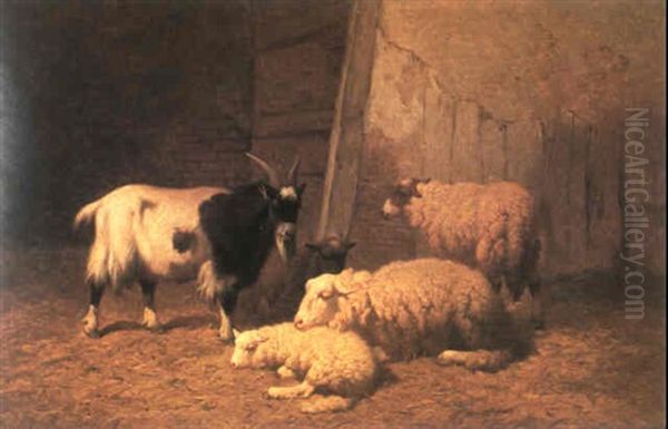 Chevre Et Moutons by Louis Robbe