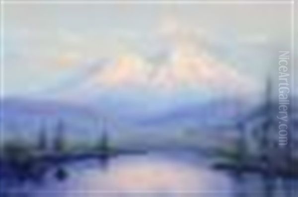 Mount Shasta At Sunset Oil Painting by John Williams Robbins