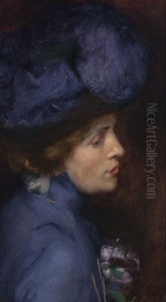 Woman In A Hat Oil Painting by Lucy Lee Robbins