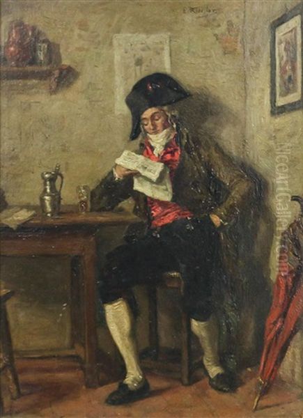 Monsieur Reads The News Oil Painting by Emile Robellaz