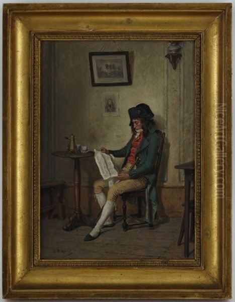 Gentilhomme A La Lecture Oil Painting by Emile Robellaz