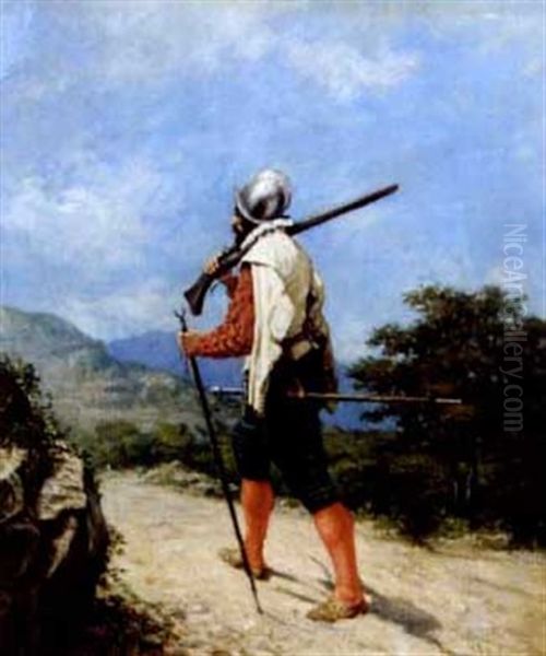 Musketier Auf Weg Marschierend Oil Painting by Emile Robellaz