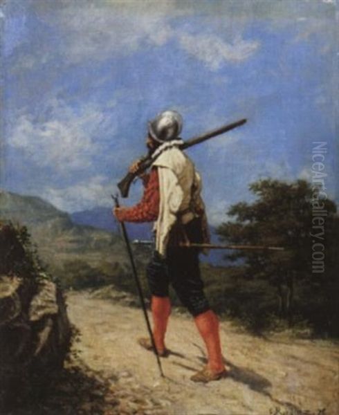 Musketier Auf Weg Marschierend Oil Painting by Emile Robellaz