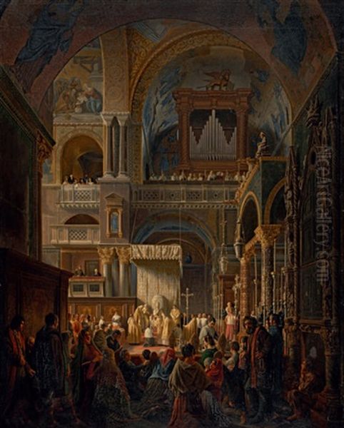 Bischofsweihe In Einer Kathedrale Oil Painting by Aurele Robert