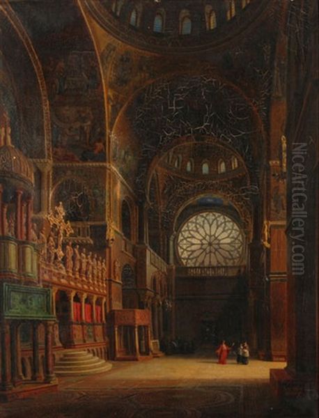 Das Innere Der Basilika San Marco In Venedig Oil Painting by Aurele Robert