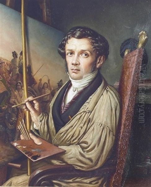 Portrat Des Malers Leopold Robert In Seinem Atelier Oil Painting by Aurele Robert