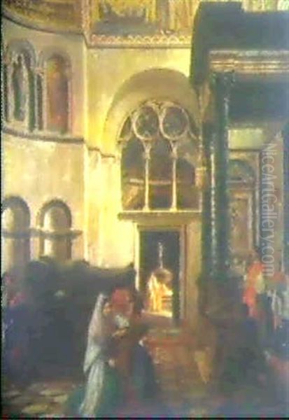 Nachmittagsandacht In Der Basilika San Marco In Venedig by Aurele Robert