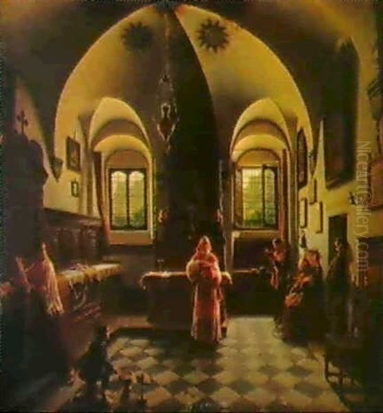 In Der Sakristei Von Santa Maria Degli Angioli In Lugano. Oil Painting by Aurele Robert