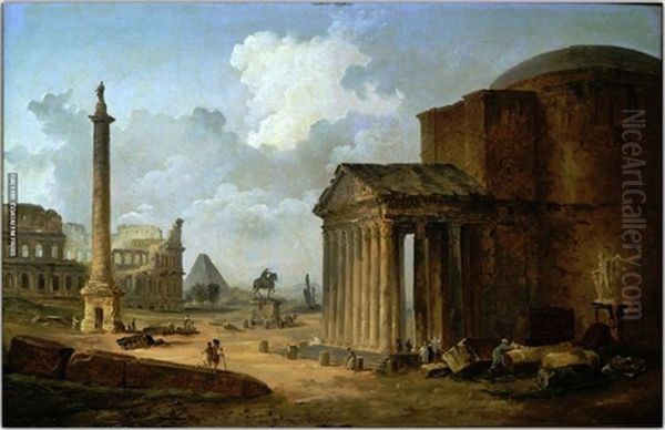 Amandiers En Fleurs A Rognac Oil Painting by Hubert Robert