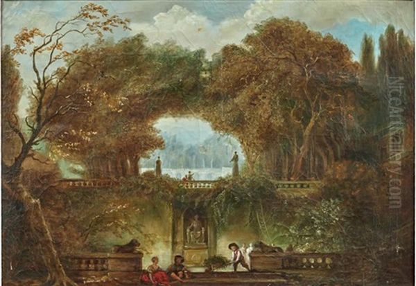 Paysage Imaginaire De La Villa Borghese Oil Painting by Hubert Robert