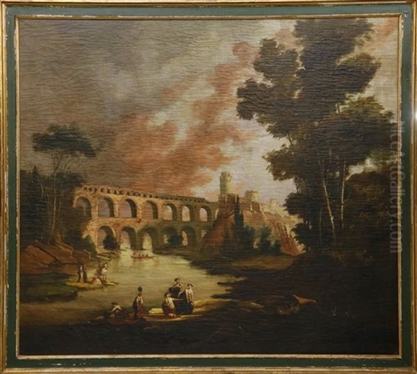 Pont Du Gard, Near Nimes France Oil Painting by Hubert Robert