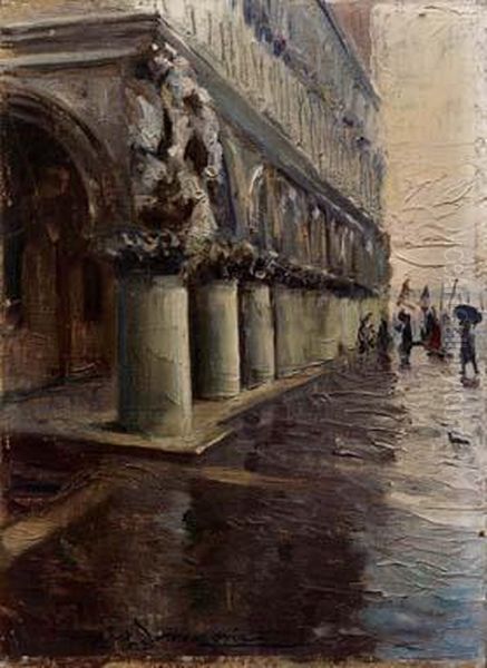 Venezia, In Piazza San Marco -1923 Oil Painting by Mario Borgoni