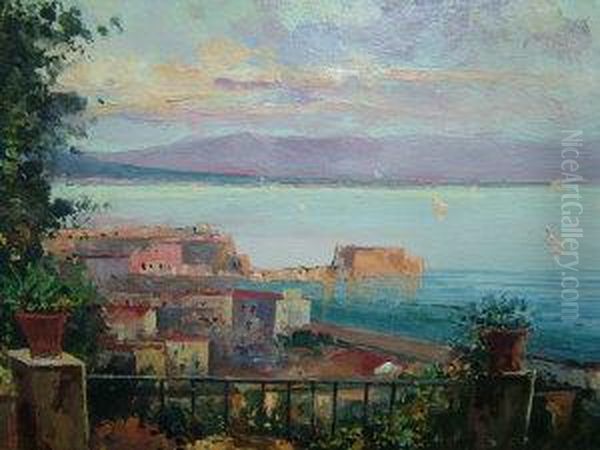 Riviera View Oil Painting by Mario Borgoni