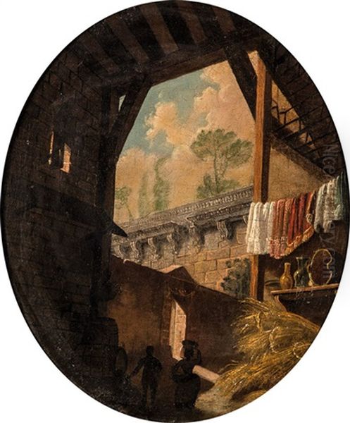 Washer In An Architecture by Hubert Robert