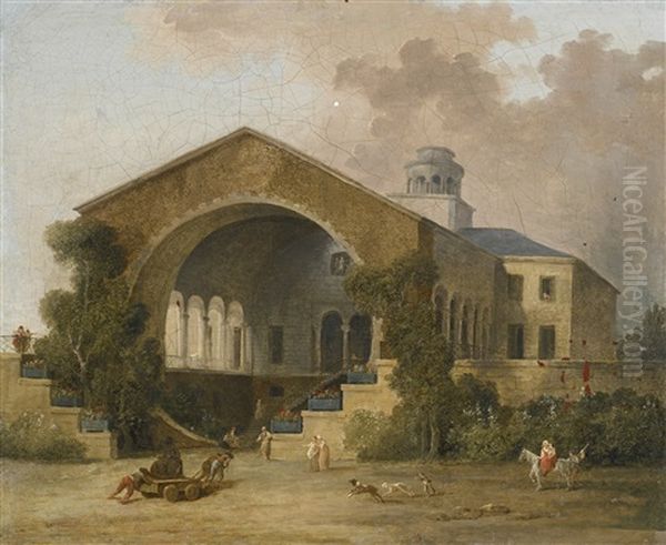 View Of The Back Of The Country House Of Jacques-henri Bernardin De Saint-pierre In Essonnes, Near Fontainebleau Oil Painting by Hubert Robert