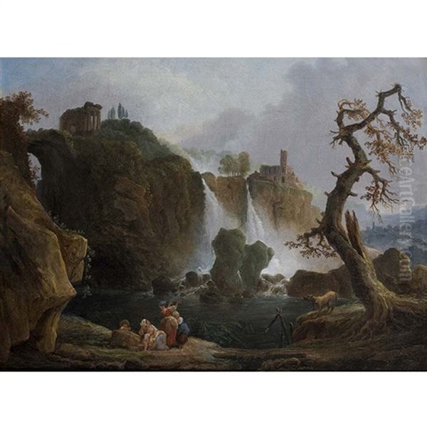 Jeunes Femmes Et Enfants Oil Painting by Hubert Robert