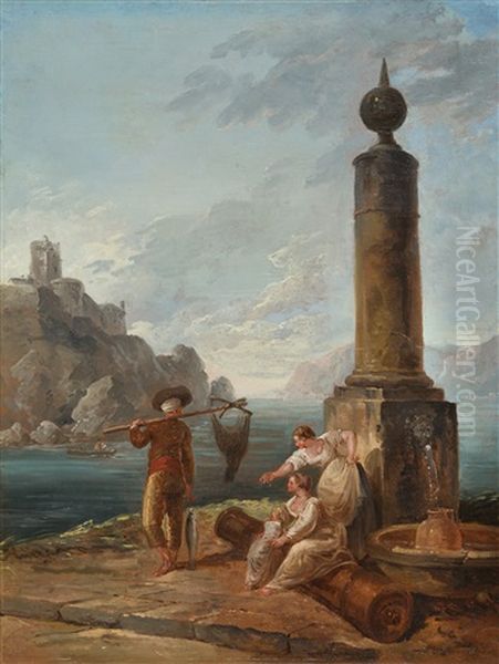 Hafenszene (scene De Port) Oil Painting by Hubert Robert