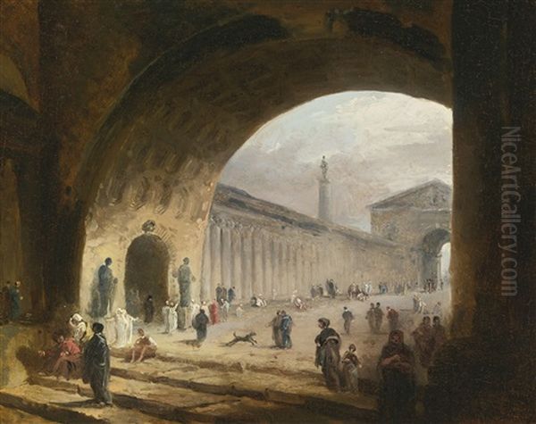 The Great Archway Oil Painting by Hubert Robert