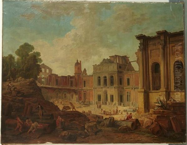 Dessinateur Dans Des Ruines Oil Painting by Hubert Robert