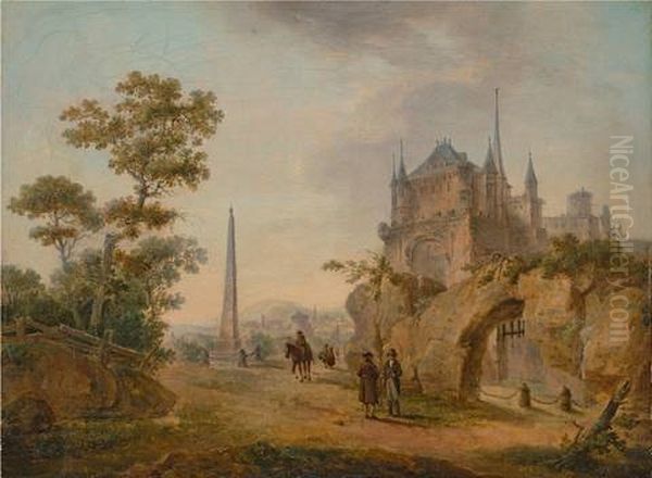 Fantasy Landscape Of Ermenonville Oil Painting by Hubert Robert