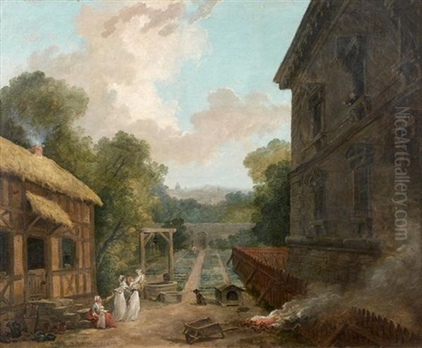 La Visite Au Marquis De Travanet Lors De Sa Detention A La Prison De Saint-lazare Oil Painting by Hubert Robert