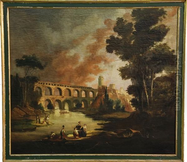 Pont Du Gard, Near Nimes France Oil Painting by Hubert Robert