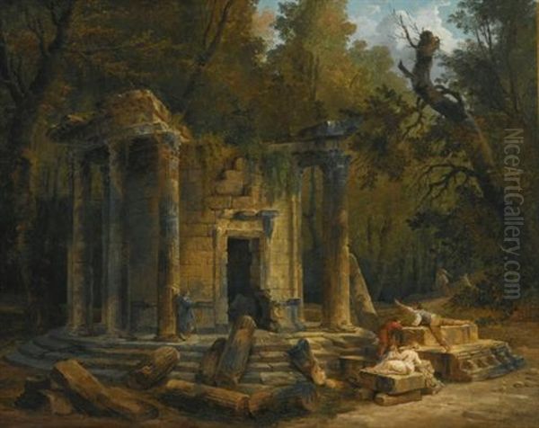 Temple Of Philosophy At Ermenonville Oil Painting by Hubert Robert