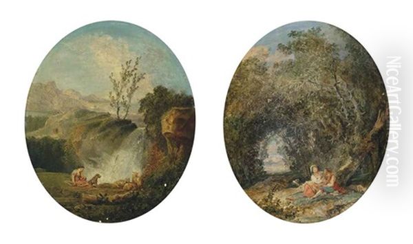 Adelaide Reveuse (+ Adelaide Console Un Berger Qui Lui Dit Etre Le Fils De Madame De Fontrose; Pair) Oil Painting by Hubert Robert