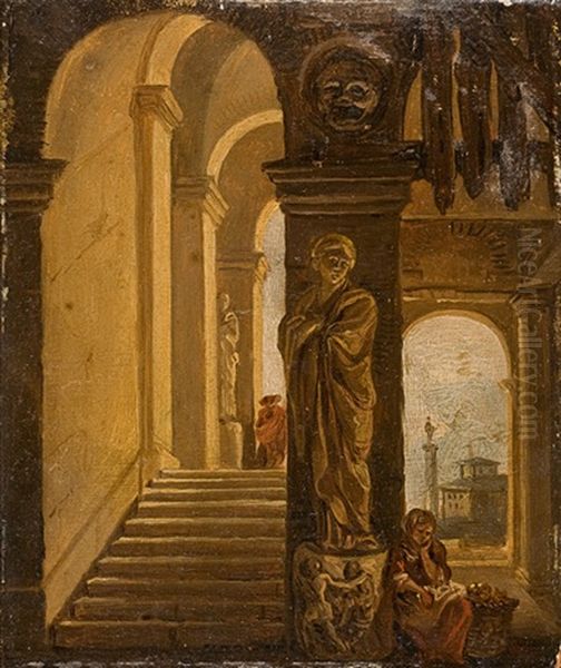 Kircheninterieur Mit Figurenstaffage Oil Painting by Hubert Robert